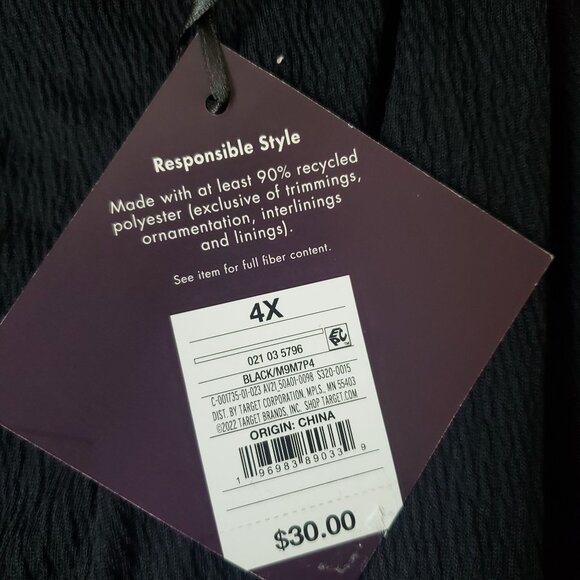 Ava & Viv womens plus size 4X ballon long sleeve wrap dress Drawstring Black - Picture 9 of 14